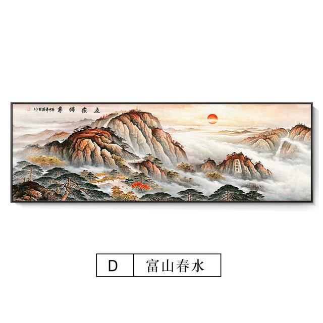 โปสเตอร์ภาพวาดบนผ้ารูปนกภูเขาสไตล์จีนตกภูมิทัศน์ศิลปะพิมพ์บนผนังตกแต่งสำนักงานห้องนั่งเล่น