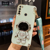 AnDyH Long Lanyard Casing For Xiaomi Redmi Note 8 Note8 2021 Phone Case Power Cute Astronaut Desk Holder