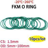 10Pcs CS 1.5mm OD 5 100mm Green FKM Fluorine Rubber O Ring Sealing Gasket Insulation Oil High Temperature Resistance Green