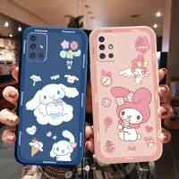 Phone Case For Samsung Galaxy A12 A32 4G A52 A42 A72 5G A71 A51 A31 A11 A21S A02S A20S A10S Fashion Cute Cartoon Cinnamon And Melooy Pink Camera Lens Protective Square Frame Edge Cover