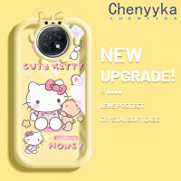 เคส Chenyyyka สำหรับ Xiaomi Redmi โน๊ต9T เคสลายการ์ตูนแมว Hello Kitten น่ารักใหม่อัพเกรดซิลิโคนสีซอฟท์กันกระแทกแบบใสเคสมือถือสร้างสรรค์เคสโปร่งใสลายกล้องถ่ายรูปฝาครอบป้องกัน