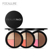 FOCALLURE Face 3 In 1 Palette Bronzers และ Highs Makeup Blusher Shimmer Llluminator Contouring Cosmetics