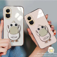 DKHORSING INS เคสโทรศัพท์ใหม่สำหรับ OPPO Reno 10 / 10 Pro / 10 Pro + เคสขาตั้งเป็ดน่ารักชุบ Oppo Reno 10 5G 2023เลนส์ฝาครอบซิลิโคนนิ่ม OPPO RENO 10Pro บวก5G