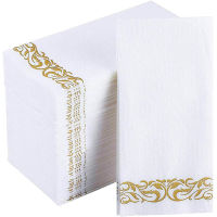 50Pcs Disposable Napkins Dust-Free Elegant Old-Fashioned Towel Aluminum Foil Golden Bathroom Birthday Wedding Party Decoration