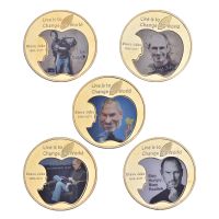 【CC】☎✎  Steve Jobs Gold Collectibles Coins Set with Coin Holder Us Original Metal Souvenir for Collection