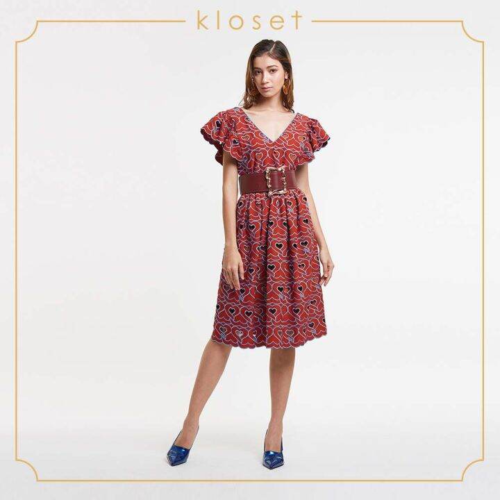 kloset-heart-embroidered-dress-aw19-d006-เสื้อผ้าผู้หญิง-เสื้อผ้าแฟชั่น-เดรสแฟชั่น-เดรสผ้าปัก