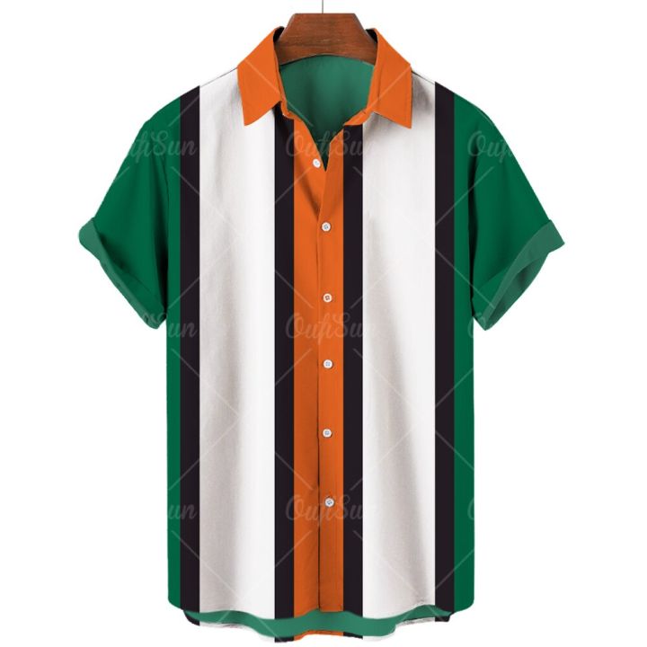 เสื้อฮาวายสำหรับผู้ชายและผู้หญิง-เสื้อฮาวายพิมพ์ลายเสื้อลายทางเสื้อระบายอากาศ5xl22-23ฤดูร้อนแขนสั้นงานปาร์ตี้ชายหาด