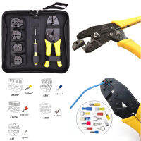 สนับสนุน CODชุดเครื่องมือจีบลวด เครื่องมือช่างไฟฟ้าพร้อมไขควง 4 ขั้วสำรอง Wire Crimper Set Decrustation Engineering Ratchet Terminal Crimping Plier Electrical Hand Tool With Screwdriver 4 Spare Terminals