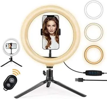 Neewer 10-inch LED Ring Light Selfie Ring Light with Tripod Stand, 3 Light  Modes Dimmable Ringlight with 54inches Tripod and Phone Holder for Live