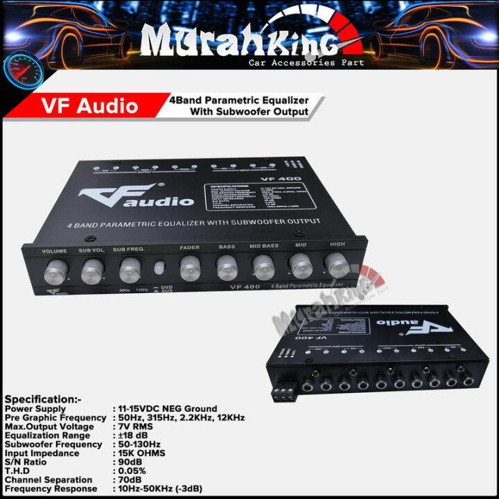 VF Audio VFQ400 4 Band Car Audio Pre Amp/ Preamp Parametric Equalizer