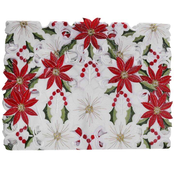 christmas-embroidered-table-runner-luxury-holly-poinsettia-table-runner-for-christmas-decorations-15-x-70-inch