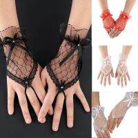 1 Pairs Fingerless Wedding Gloves See Through Bride Female Soft Short