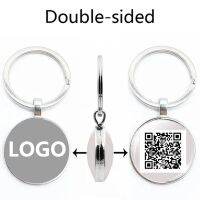 【LZ】☌◕  Double-Sided Silver Keychain imagem personalizada logotipo personalizado privado código Qr artesanal