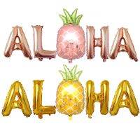 16 Inch ALOHA Letter Aluminum Foil Balloon Rose Gold Balloon Pineapple Aluminum Film Balloon Scene Arrangement Aloha Parti Favor Balloons