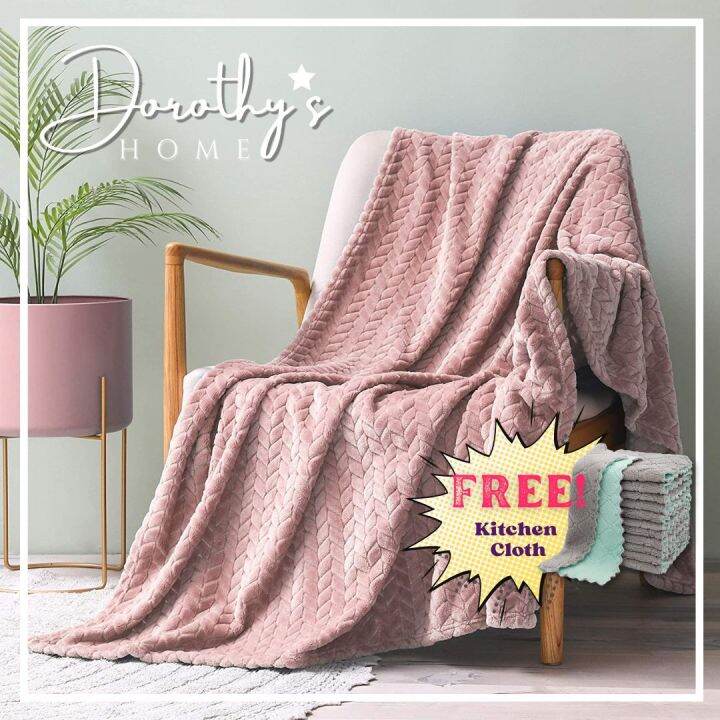 Queen Size Herringbone Design Premium Flannel Fleece Blanket