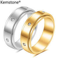 Kemstone ที่หมุนได้เซอร์โคเนียสแตนเลสบรรเทาแหวนเครื่องประดับสปินเนอร์แหวนคลายเครียด