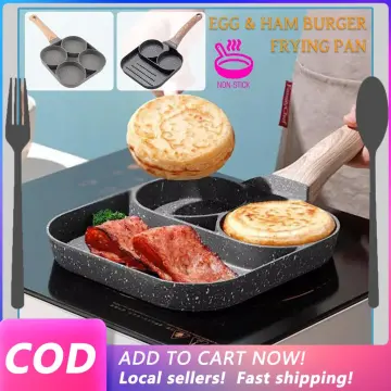 1pc Household Non-Stick Omelette Pot Egg Dumpling Pot Hamburger Steak (4  Holes) Breakfast Pot Induction Cooker Small Frying Pan