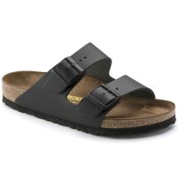 Birkenstocks Arizona Natural Leather Unisex Regular Width Sandals In Black - 51191