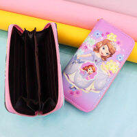 Sofia The First Kitty Cat กระเป๋าสตางค์ซิปสำหรับเด็ก Trendy Girl Cartoon Cute Japanese Korean Long Portable Wallet Coin Purse