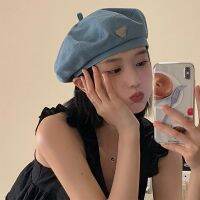 (BR) หมวกเบเร่ต์ Beret ผ้ายีนส์ ติดเข็มกลัด