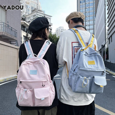 YADOU New Women S Bag Men S Bag Backpack Large Capacity Backpack Korean Style Waterproof Student Schoolbag.กระเป๋า