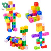 LIQU 60 Pcs Kids DIY Assembling Building Blocks 3D Puzzle Cubes  Set of 10 Color Blocks with 30 Guide Cards Brain Teasers