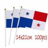 ZXZ Panama hand Flag 100pcs 14*21cm Polyester Double Side Printing Panama PA Hand waving Flag with plastic flagpole