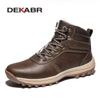 DEKABR 2022ยี่ห้อฤดูหนาวของแท้หนังข้อเท้าหิมะผู้ชายรองเท้าขนสัตว์ Plush Warm Men Casual รองเท้าคุณภาพสูงกันน้ำ Boots