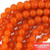 10mm Orange Red Round Glass Loose Beads for Jewelry Making Approx 80pcs Beads Per Strand Free Shipping