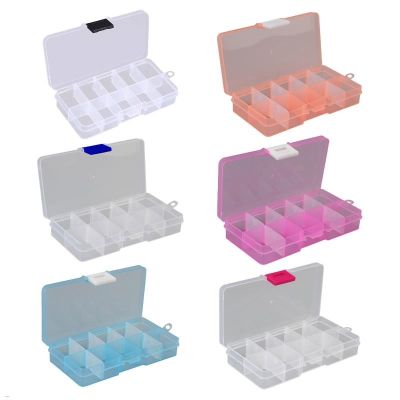 Clear Plastic Storage Box 10 Compartment with Sealing Lid Container Case for Small Jewelry Ring Pill Multicolor Organization