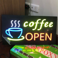 ป้ายไฟ (coffee OPEN) ป้ายไฟกล่อง ป้ายไฟนีออน กระพริบได้ ป้ายไฟสำเร็จรูป เพิ่มเอกลักษณ์สีสัน สวยงาม ตกแต่ง [มีการรับประกัน]