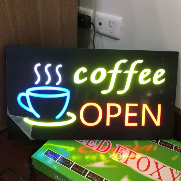 ป้ายไฟled-ป้ายไฟ-coffee-open-ป้ายไฟร้าน-ป้ายไฟ-coffee-open-รุ่นกล่องเขียว