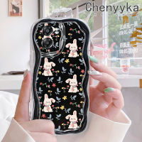 เคส Chenyyka สำหรับ OPPO A57 A77 2022 A77E เคส A77S แฟชั่นลายดอกไม้กระต่ายเคสมือถือกันกระแทกแบบใสนิ่มเคสโปร่งใสลายกล้องถ่ายรูปที่สร้างสรรค์เคสซิลิกาเจลป้องกัน