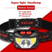 【CW】 8 Modes Handfress Sensor Powerful Headlight headlamp Lamp COB Flashlight Torch head light Camping