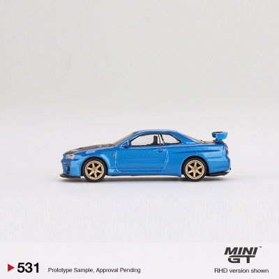 MINI GT 1:64รุ่นรถ Skyline GT-R (R34) Top Secret Bayside Blue #531 LHD