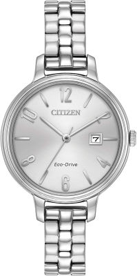 Citizen Womens Silhouette Quartz Stainless Steel Casual Watch, Color:Silver-Toned