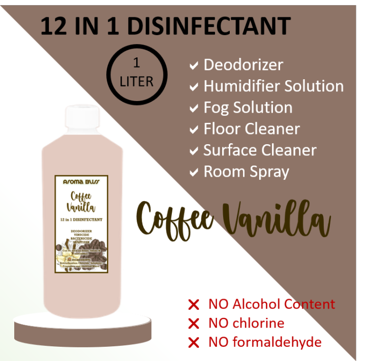 COFFEE VANILLA 1 LITER 12 IN 1 DISINFECTANT / HUMIDIFIER SOLUTION