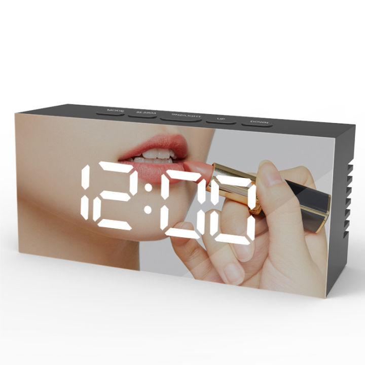 mirror-alarm-clock-นาฬิกา-นาฬิกาปลุก-ปลุกตั้งโต๊ะ-นาฬิกาดิจิตอล-แสดงวันที่-เดือน-อุณหภูมิ-แสง-ดูเวลาตอนกลางคืนได้-นาฬิกาปลุกเรื่องแ