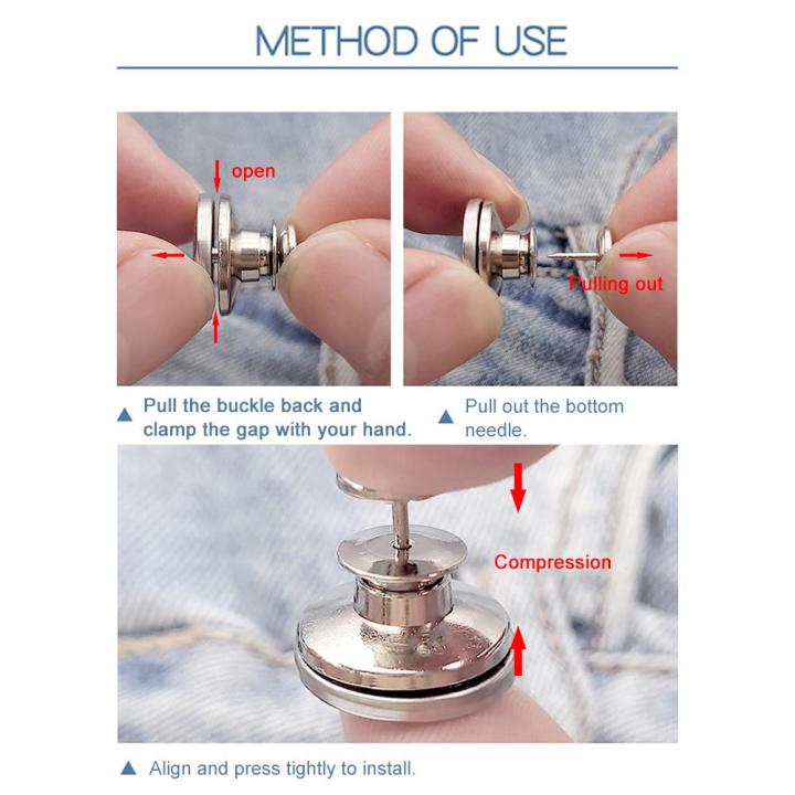 กางเกงยีนส์ปรับเอวได้ปราศจากหมุดกระดุมยีนส์แยกชิ้นส่วนได้ปรับเอวกระดุมอเนกประสงค์-h3e6