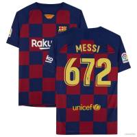 JS 2019/2020 Barcelona Jersey Home Football Tshirt Messi 672 Goals Retro Sports Tee Unisex Player Edition SJ