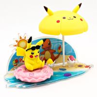 รูป Pikachu Charizard Eevee รูปของเล่นการ์ตูนอนิเมะรูปแบบฉากโปเกมอนตุ๊กตา Pvc ของเล่นสำหรับ Kado Ulang Tahun Ks