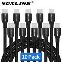 สายไนลอนถักสาย USB VOXLINK 10ชิ้น,2.4A ชาร์จซิงค์ข้อมูลเร็วสำหรับ Iphone XXS สำหรับ Xr Max สายชาร์จฟ้าผ่า