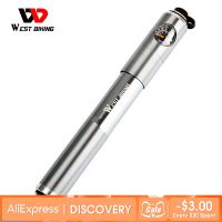 WEST BIKING High Pressure 160 PSI Bicycle Pump Mini Portable Handle Tire Inflator Air Pump Alloy Cycling Bike Pump With Gauge