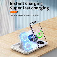 Wireless Charger 4 In 1สำหรับ 14 13 12 11X15W Fast Charging Station สำหรับ Chargers Stand ปรับแสงนาฬิกา