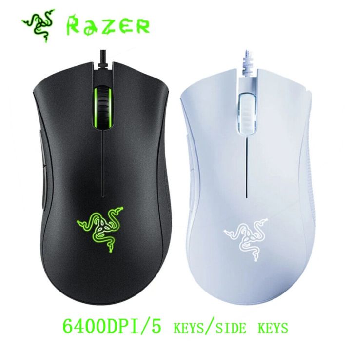 razer-deathadder-ดั้งเดิม-essential-เมาส์สำหรับเล่นเกมส์แบบมีสายที่หนู6400เซ็นเซอร์-dpi-ออปติคอล5ปุ่มแยกกันสำหรับเกมเมอร์แล็ปท็อป-pc