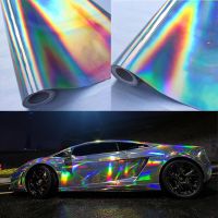 30*100cm Silver Chrome Plating Vinyl Holographic Auto Car Wrap Film Rainbow Car Body Decoration Chrome Sticker Sheet Decal