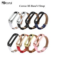 ✖∏ BOORUI Mi Band 4 skórzany pasek do zegarka dla Xiaomi mi band 3 4 pasek kolorowy metalowy Miband 4 bransoletka