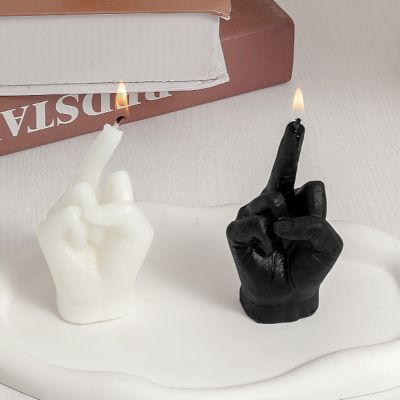 【CW】Finger-Shaped Middle Finger Scented Candles Creative Funny Contempt Gesture A Spoof Aromatpy Candle Home Decoration