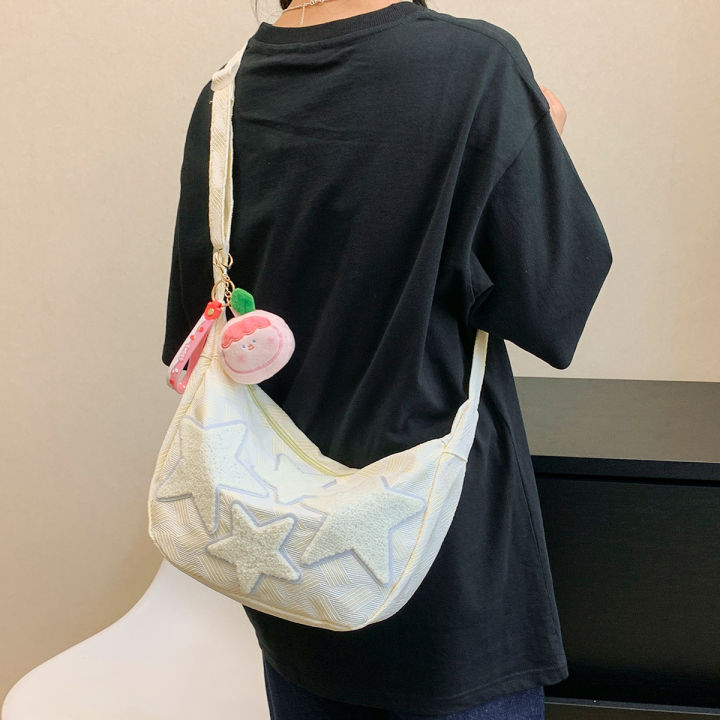 2023ใหม่อเนกประสงค์ญี่ปุ่นที่เดินทางมาพักผ่อนผ้าใบกระเป๋ากระเป๋าน่ารักสาวแฟชั่นกระเป๋า-messenger-ใหม่แฉกกระเป๋าสะพายขนาดใหญ่