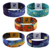 Classic Van Gogh Oil Painting Styles Wide Band Bangles Armband Men Women Stretch Wristband Bracelet Fashion Accessories Drawing Painting Supplies